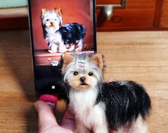Custom Needle Felted Dog Figurine: Pet Memorial Keepsake, Handmade Wool Replica