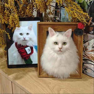 Custom Needle Felted Cat Portrait | CUSTOM Wool Pet Portrait | Wool Cat Memorial Frame |  Pet Loss Gift |  3D Wool Felt Pet Portrait