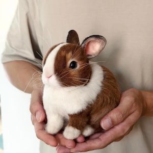 Custom Needle Felted Rabbit Sculpture, Realistic Felt Animal Ornament, Felt Rabbit Figure, Bunny Loss Memorial Keepsake, Easter Bunny