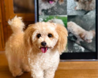 Handmade Custom Needle Felted Dog Figurine: Wool Pet Replica, Pet Loss Memorial