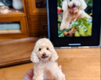 Custom Needle Felted Dog Figurine: Wool Pet Replica, Pet Loss Memorial