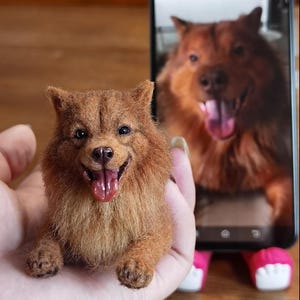 Custom Dog Replica, Custom Wool Felt Dog Portrait, Needle Felted Animal Figurine, Pet Loss Memorial, Anniversary Gift for Pet Lover