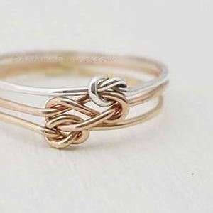 Bague triple noeud argent or rose