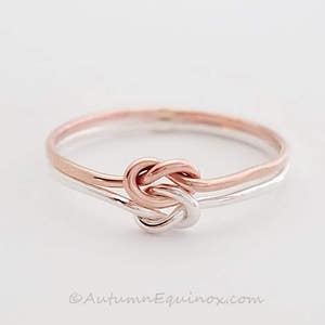 Chunky Double Knot Ring Sterling Silver Rose Gold Filled