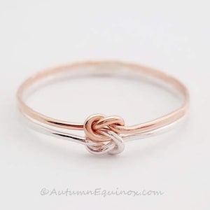 Double Love Knot Ring Sterling Silver Rose Gold Filled