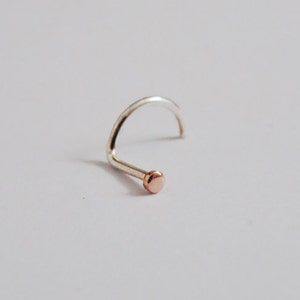 Nose Screw Rose Gold and Sterling Silver