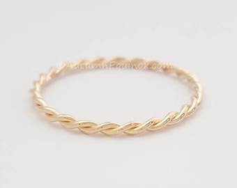 Gold Twist Ring 14k Gold Filled Band