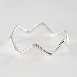 Sterling Silver Wave Ring Zig Zag Ring