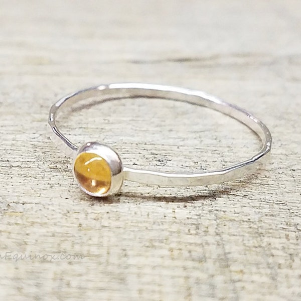 Citrine Ring Sterling Silver Stacking Ring