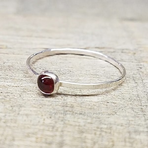 Garnet Ring Sterling Silver Stacking Ring Mothers Ring