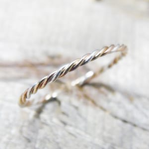 Argent sterling Rose jaune or remplissage Twist bague Tri couleur