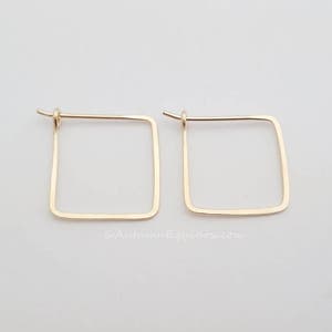 Square Hoop Earrings 14k Gold Filled image 1