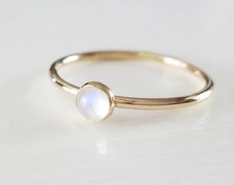 Rainbow Moonstone Ring in 14k Gold Filled