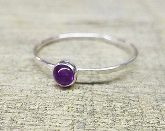 Amethyst Ring Sterling Silver Stacking Ring