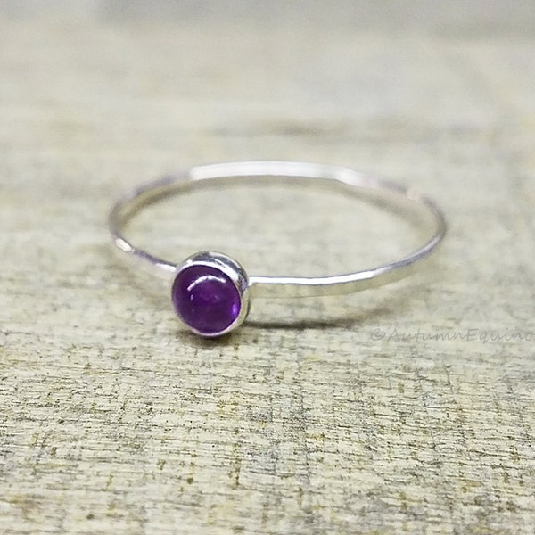 Amethyst Ring Sterling Silver Stacking Ring