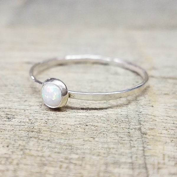 Opal Ring Sterling Silver Stacking Ring