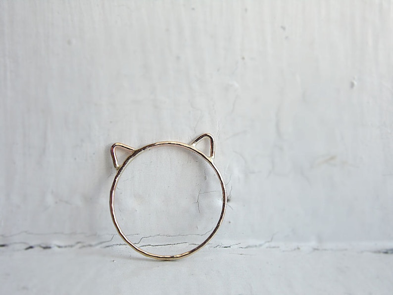 Gold Cat Ring Cat Ears Ring image 2