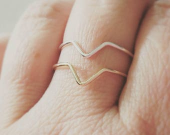 Chevron Rings in Gold Silver Rose Gold Stackable Chevron Rings