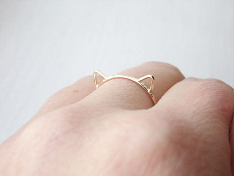 Gold Cat Ring Cat Ears Ring image 5