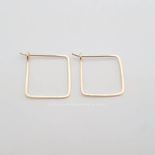 Square Hoop Earrings Geometric 14K Gold Filled Hoops Earrings Etsy UK