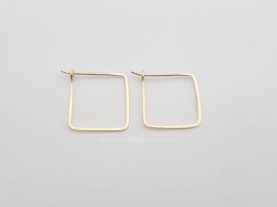 14k square 2024 hoop earrings