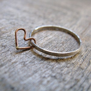 Floating Heart Sterling Silver Stacking Ring image 1