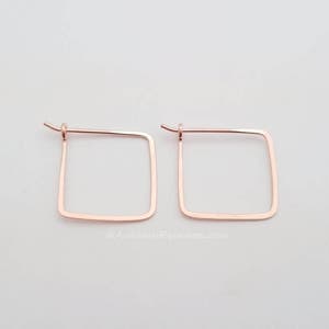 Square Hoop Earrings 14k Rose Gold Filled