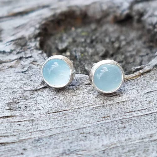 Green Chrysoprase Stud Earrings Sterling Silver Etsy