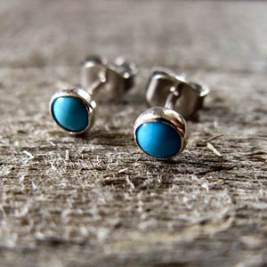 Turquoise Stud Earrings Stering Silver image 3