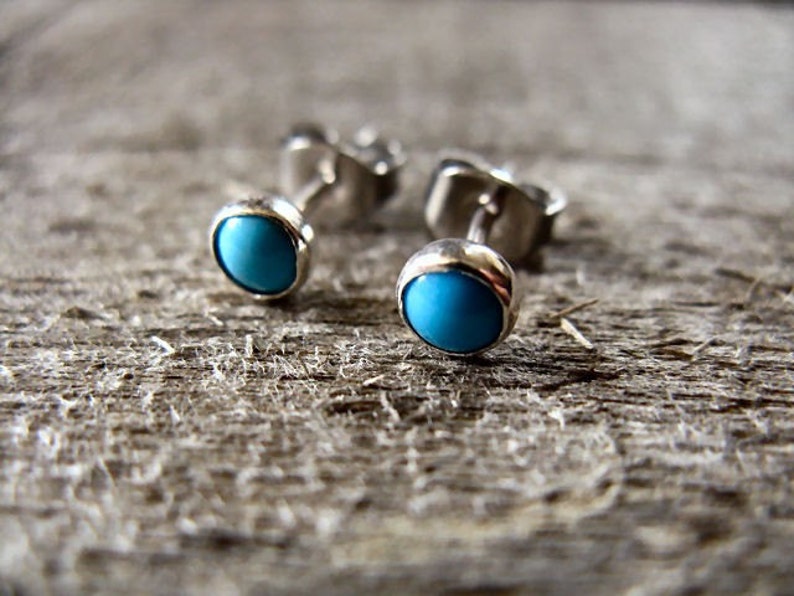 Turquoise Stud Earrings Stering Silver image 3