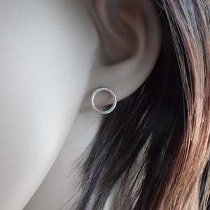 Circle Stud Earrings Sterling Silver image 2