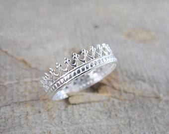 Crown Ring Sterling Silver Princess Ring