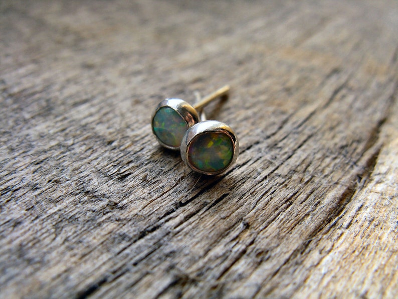 Opal Stud Earrings Sterling Silver Etsy