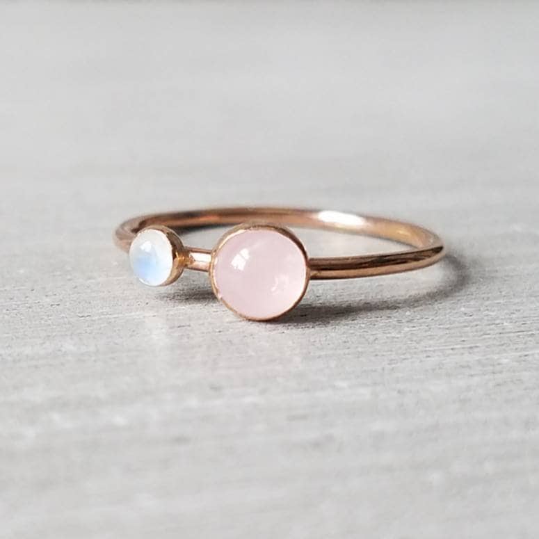 Rose quartz and moonstone best sale ring