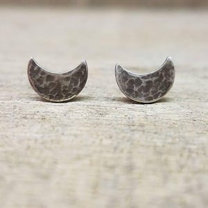 Crescent Moon Stud Earrings Sterling Silver
