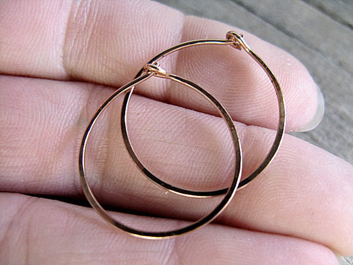 Hoop Earrings 14k Rose Gold Fill 1inch Etsy