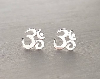 Om Stud Earrings Sterling Silver