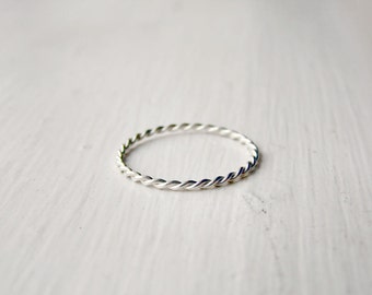 Thin Stacking Ring Sterling Silver Twist