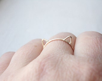 Gold Cat Ring - Cat Ears Ring