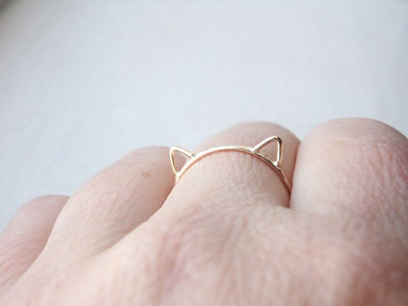 Gold Cat Ring Cat Ears Ring image 1