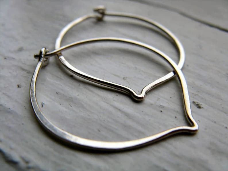 Small leaf hoops in sterling silver image 1