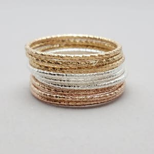 Faceted Stacking Gold or Silver Ring