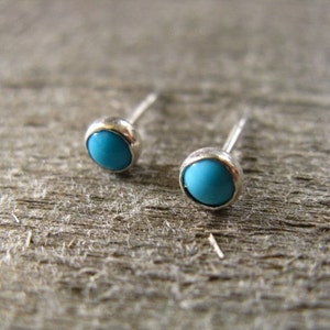 Turquoise Stud Earrings Stering Silver image 2