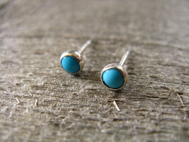 Turquoise Stud Earrings Stering Silver image 2