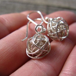 Sterling silver yarn ball earrings image 5