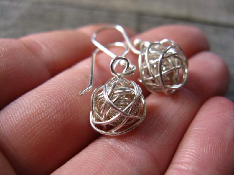 Sterling silver yarn ball earrings image 5