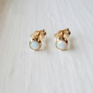 Opal Stud Earrings 14k Gold
