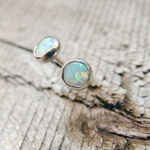 Opal Stud Earrings Sterling Silver