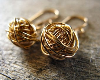 Yarn Ball Earrings 14k Gold Fill