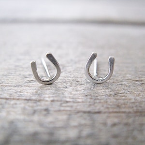 Horseshoe Stud Earrings Sterling Silver Small